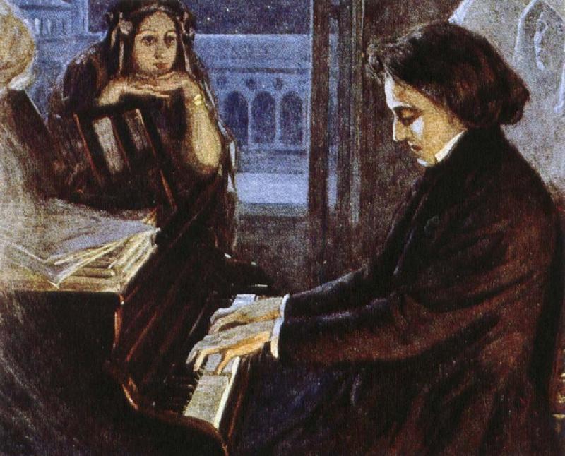 oscar wilde an artist s impression of chopin at the piano composing his preludes oil painting image
